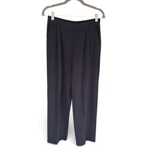 ST JOHN EVENING BY MARIE GRAY Santana Knit Pants Navy Pleated Wide Leg Size 6‎